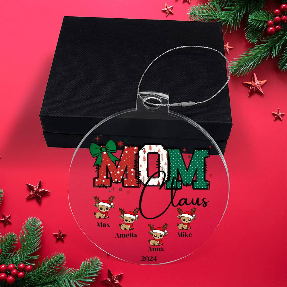 Mom Claus Acrylic Christmas Ornament-[Heartfelt Family Gift]