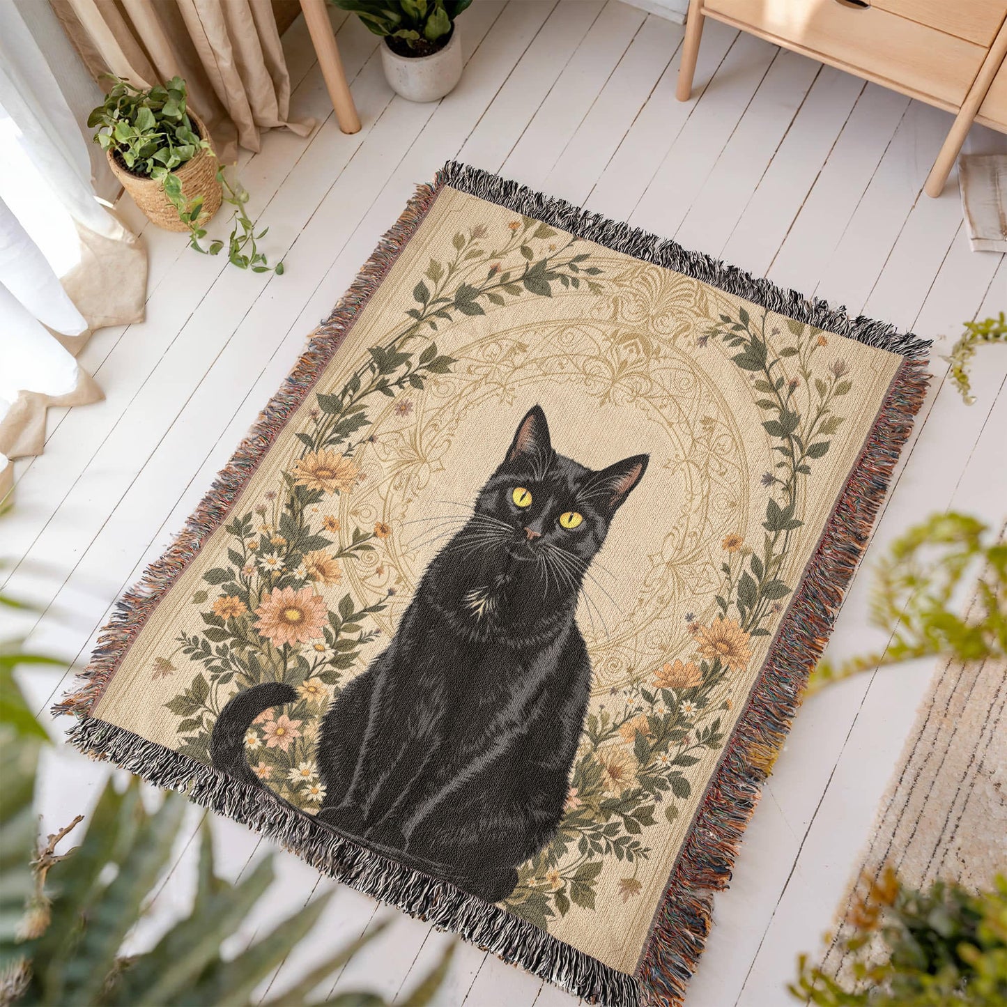 Black Cat Woven Blanket-[Heartfelt Family Gift]