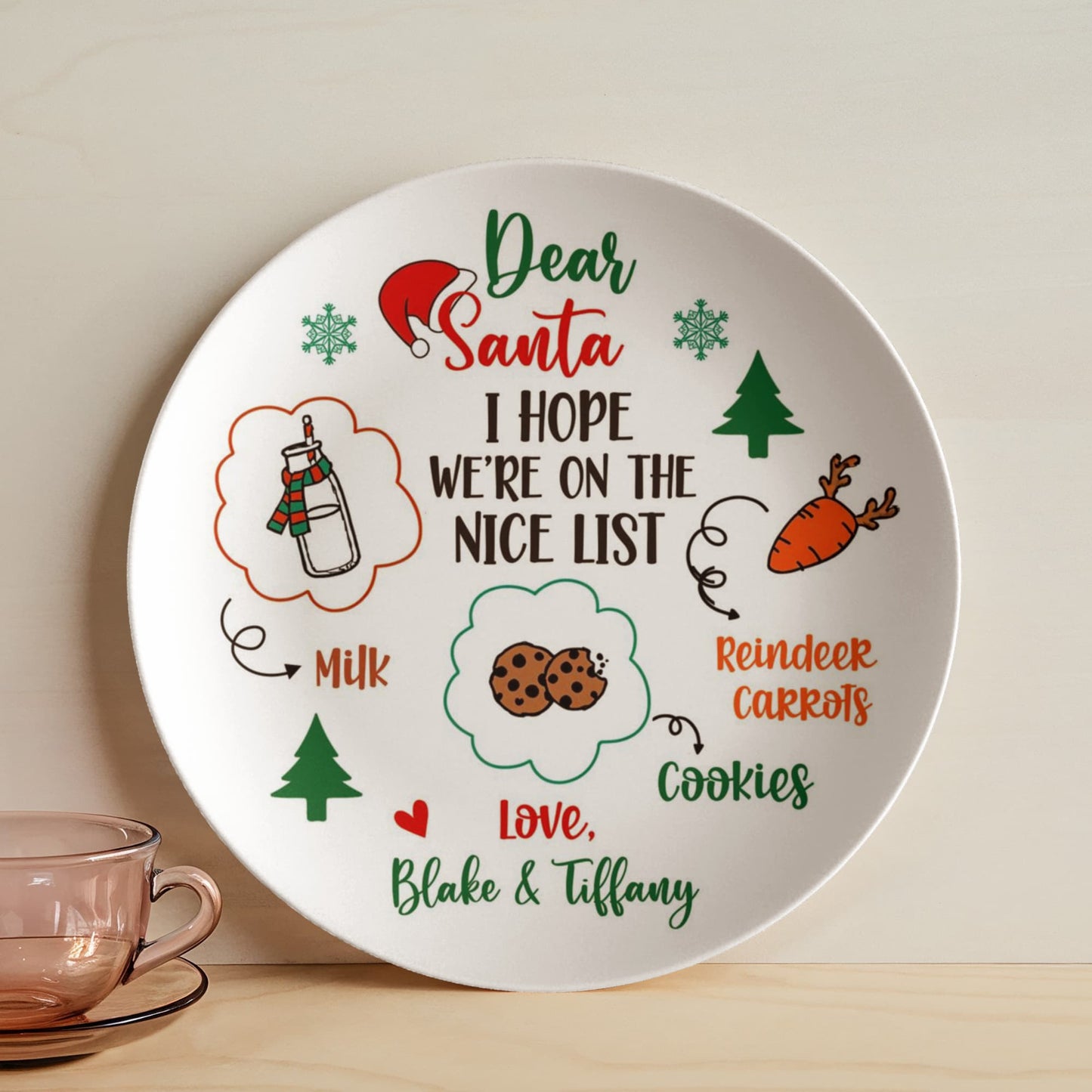 Personalized Santa Cookie and Milk Serving Plate