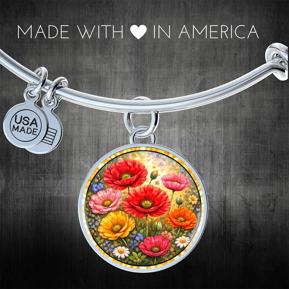 Personalized Peony Flowers Engraved Necklace Bracelet or Keychain