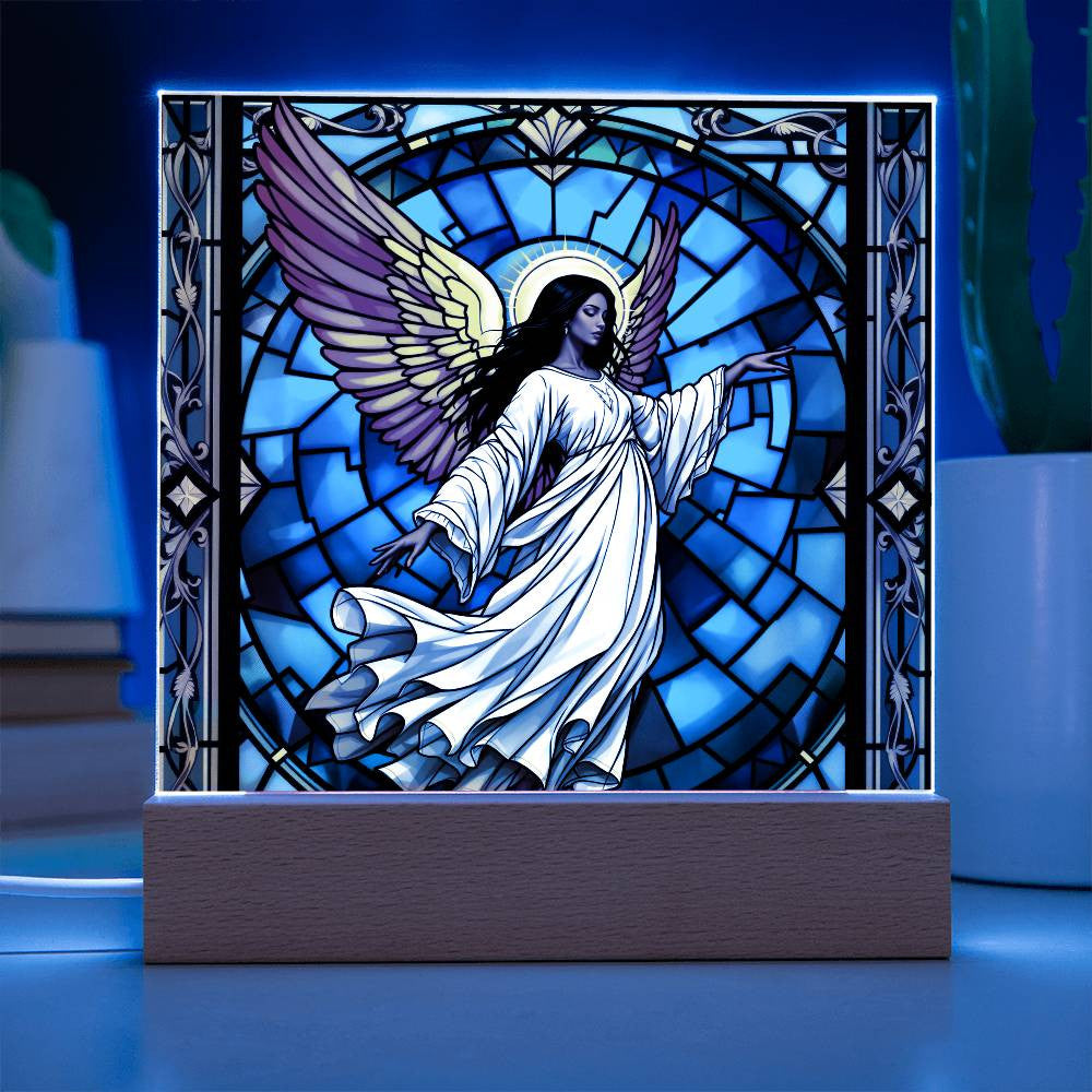 Guardian Angel African American LED Plaque Decor-[Heartfelt Family Gift]