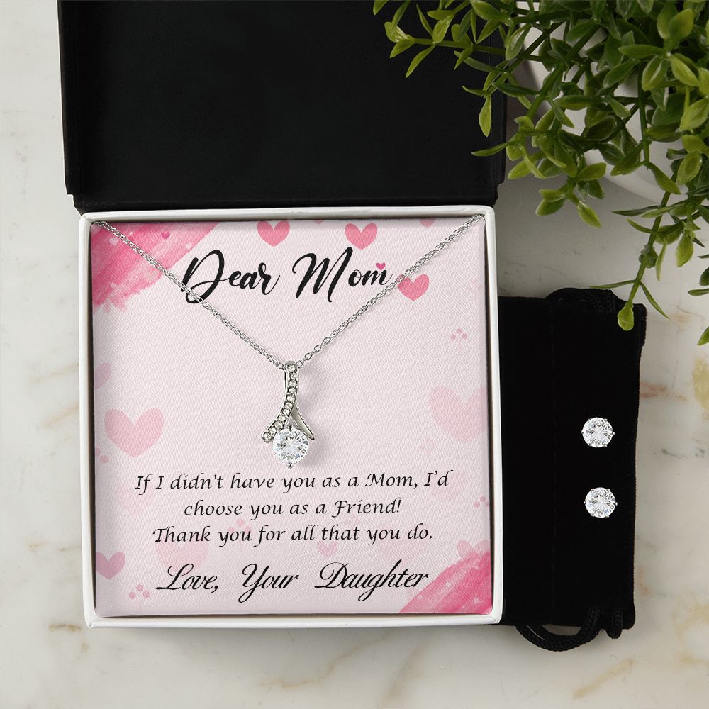 Dear Mom Alluring Beauty Necklace Earring Set-[Heartfelt Family Gift]