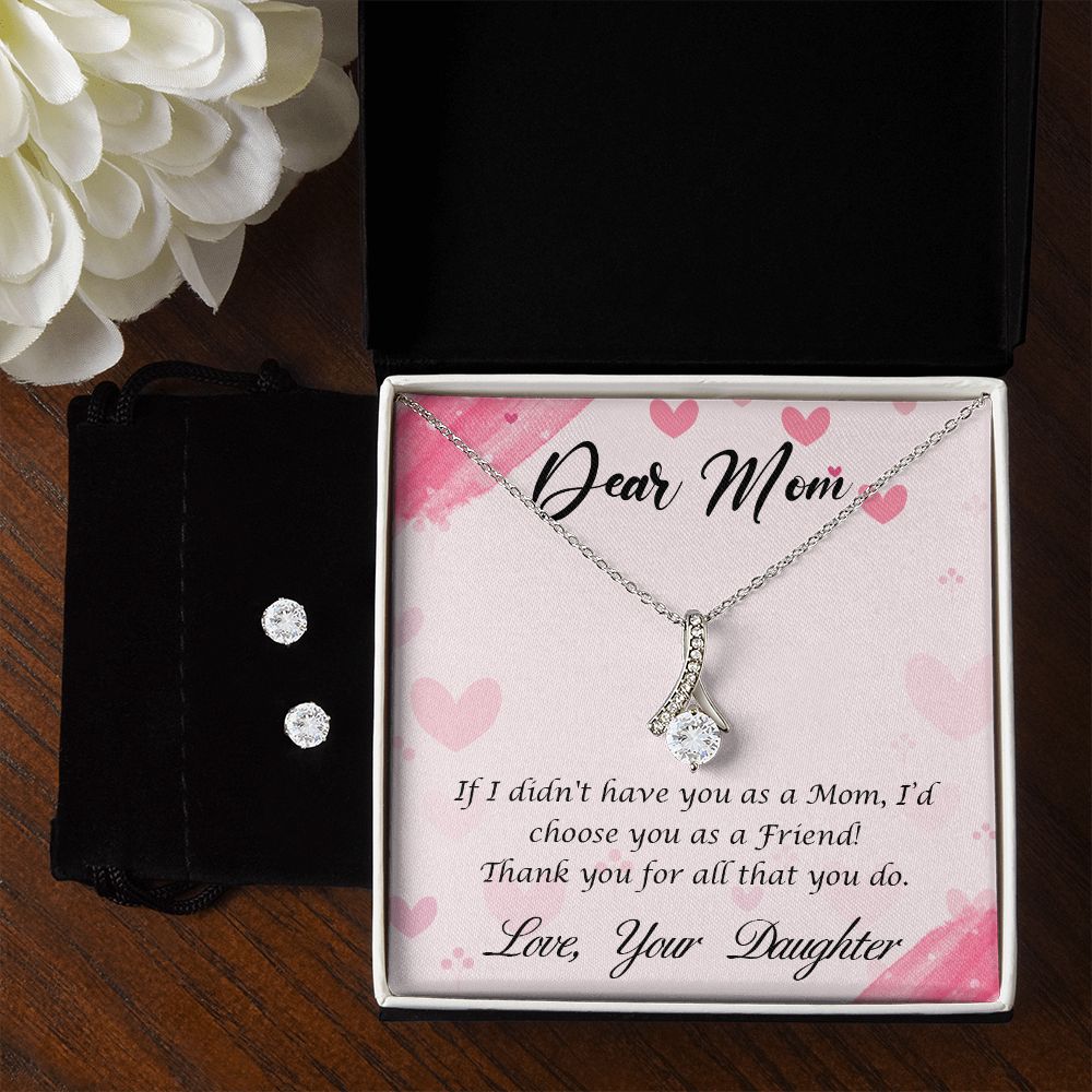 Dear Mom Alluring Beauty Necklace Earring Set-[Heartfelt Family Gift]