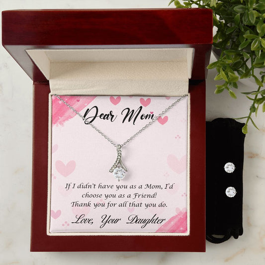 Dear Mom Alluring Beauty Necklace Earring Set-[Heartfelt Family Gift]