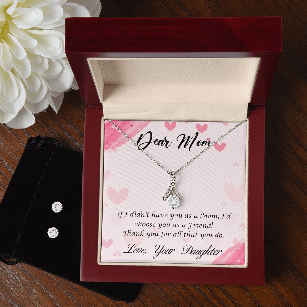 Dear Mom Alluring Beauty Necklace Earring Set-[Heartfelt Family Gift]