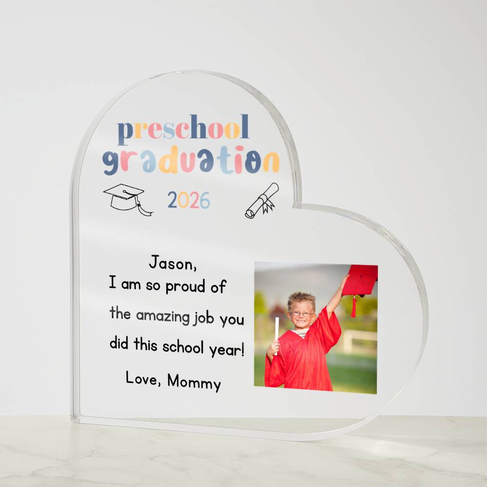Personalized Preschool Graduation Heart Plaque Gift