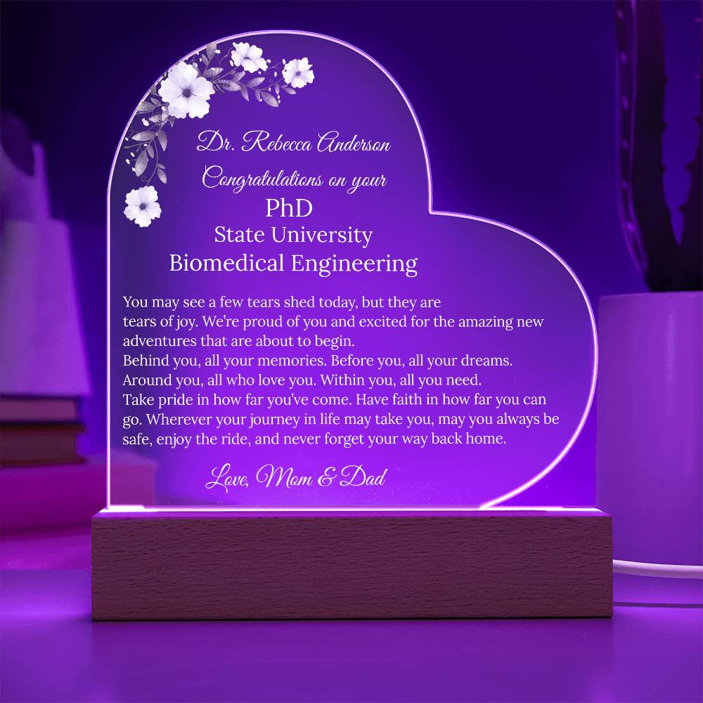 Personalized Doctorate Degree Phd Graduation Plaque