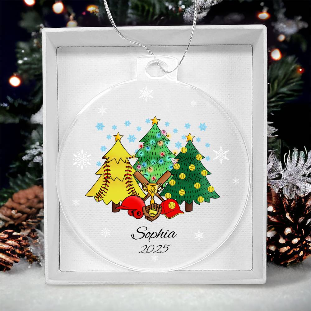 Softball Christmas Tree Ornament