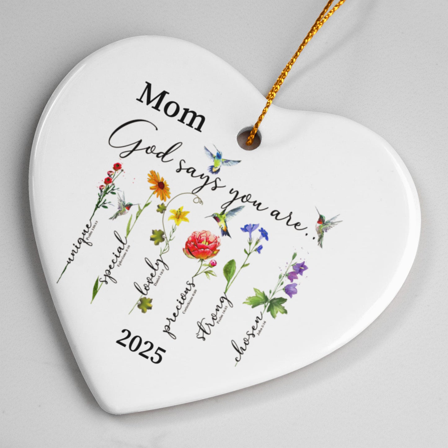 Mom Ceramic Heart Ornament