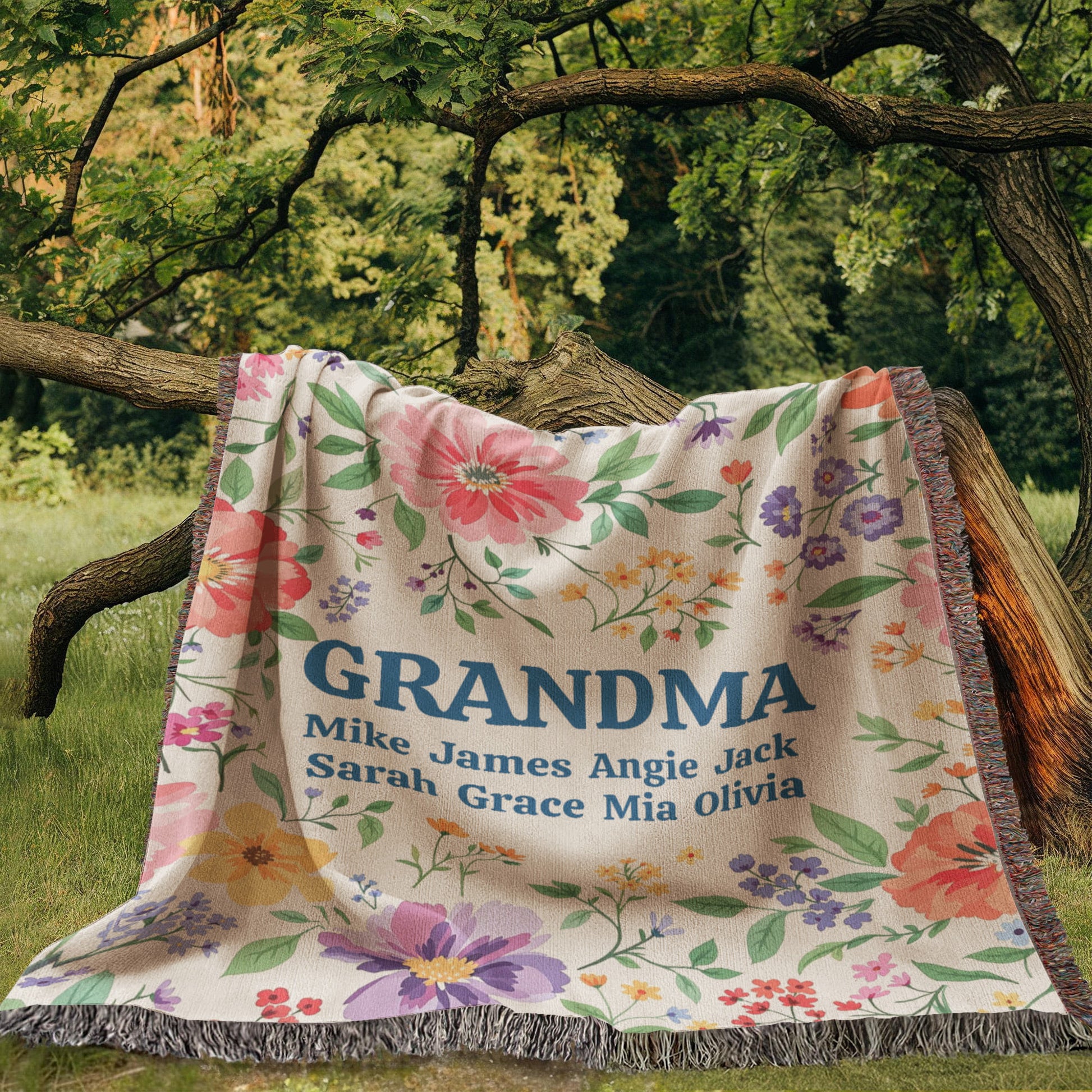 Personalized Grandma Floral Blanket-[Heartfelt Family Gift]