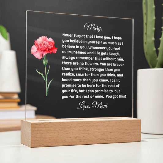 Personalized encouragment plaque for daughter - No Rain No Flowers-[Heartfelt Family Gift]