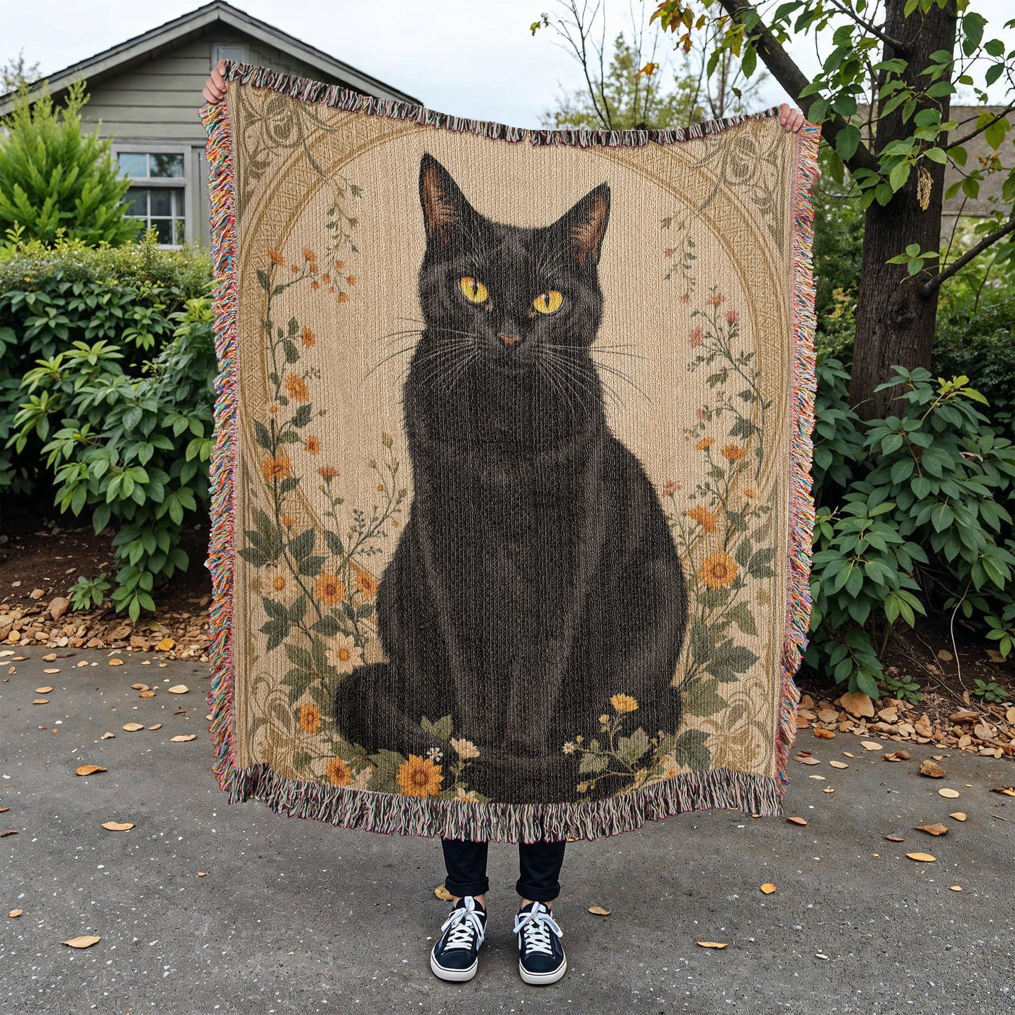 Black Cat Woven Blanket-[Heartfelt Family Gift]