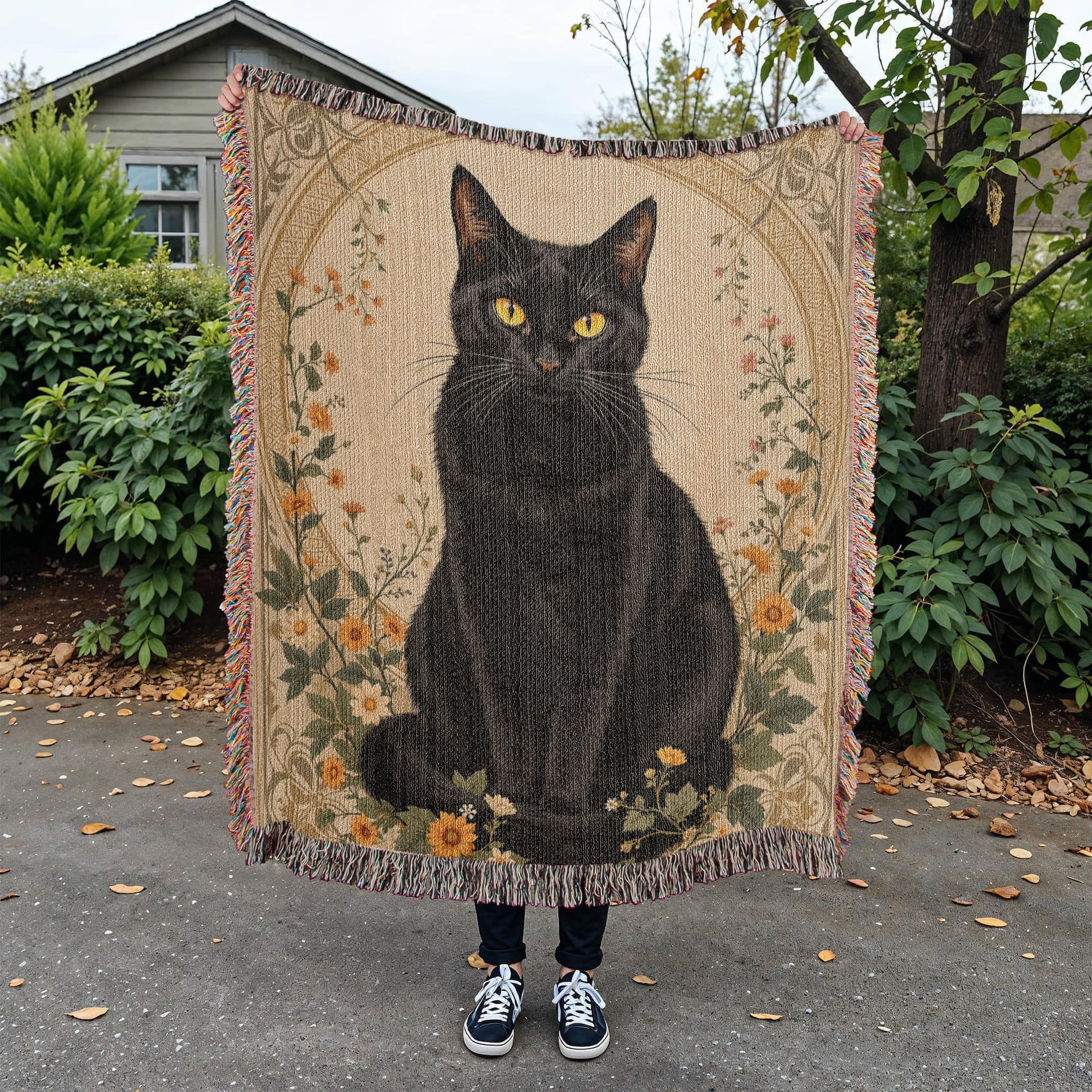 Black Cat Woven Blanket-[Heartfelt Family Gift]