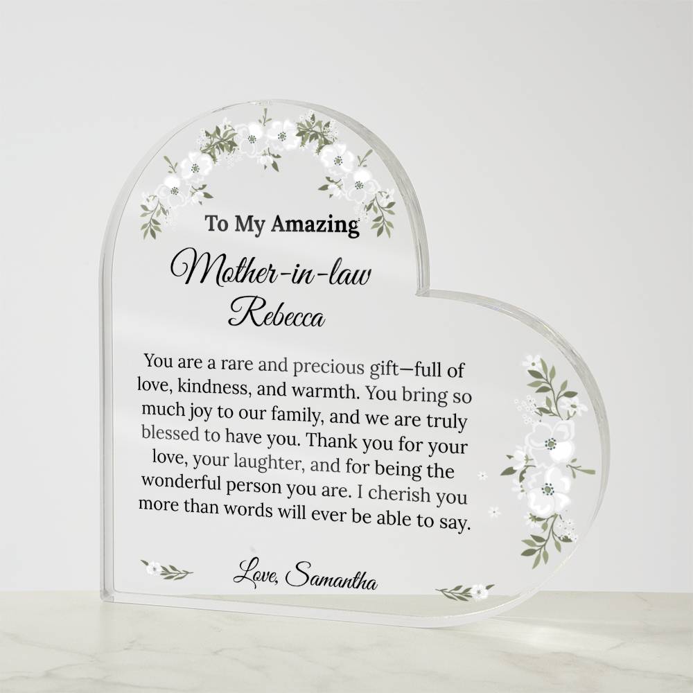 Personalized Mother in Law Heart Plaque