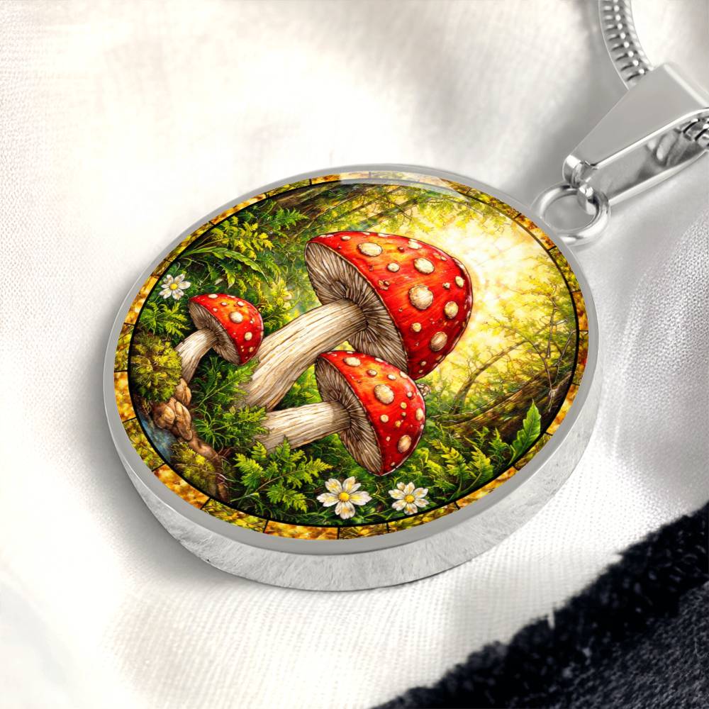 Mushroom Engraved Necklace Bracelet or Keychain