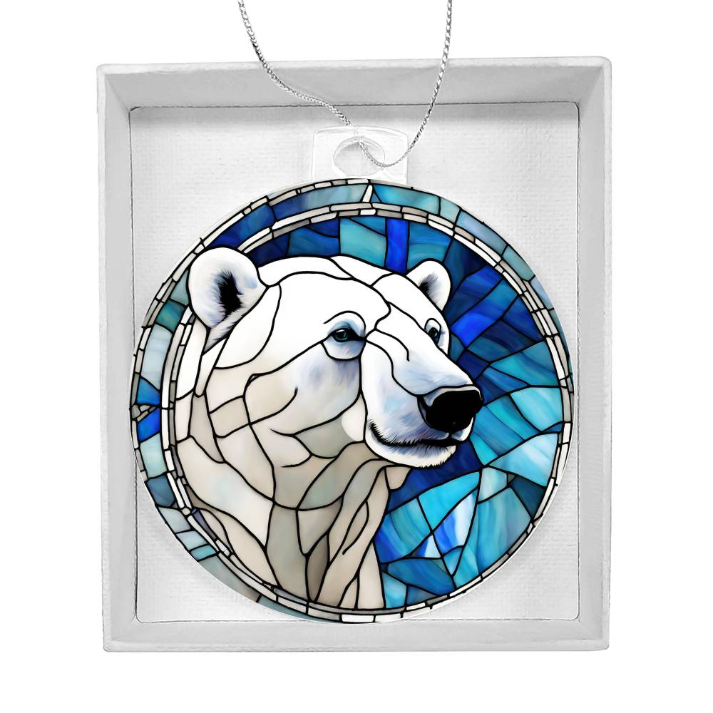 Polar Bear Stained Glass Ornament