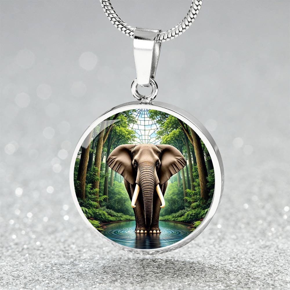Elephant Circle Necklace with Engraving-[Heartfelt Family Gift]