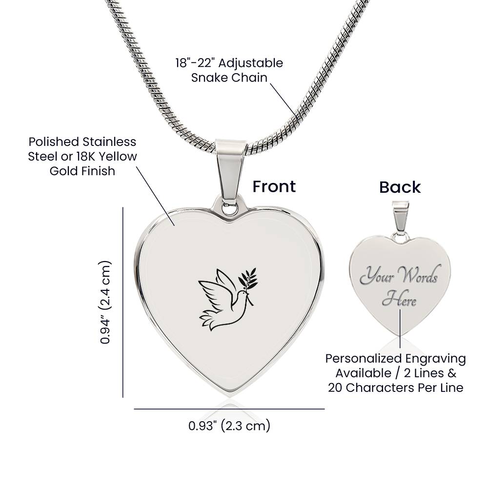 Dove Engraved Memorial Necklace-[Heartfelt Family Gift]