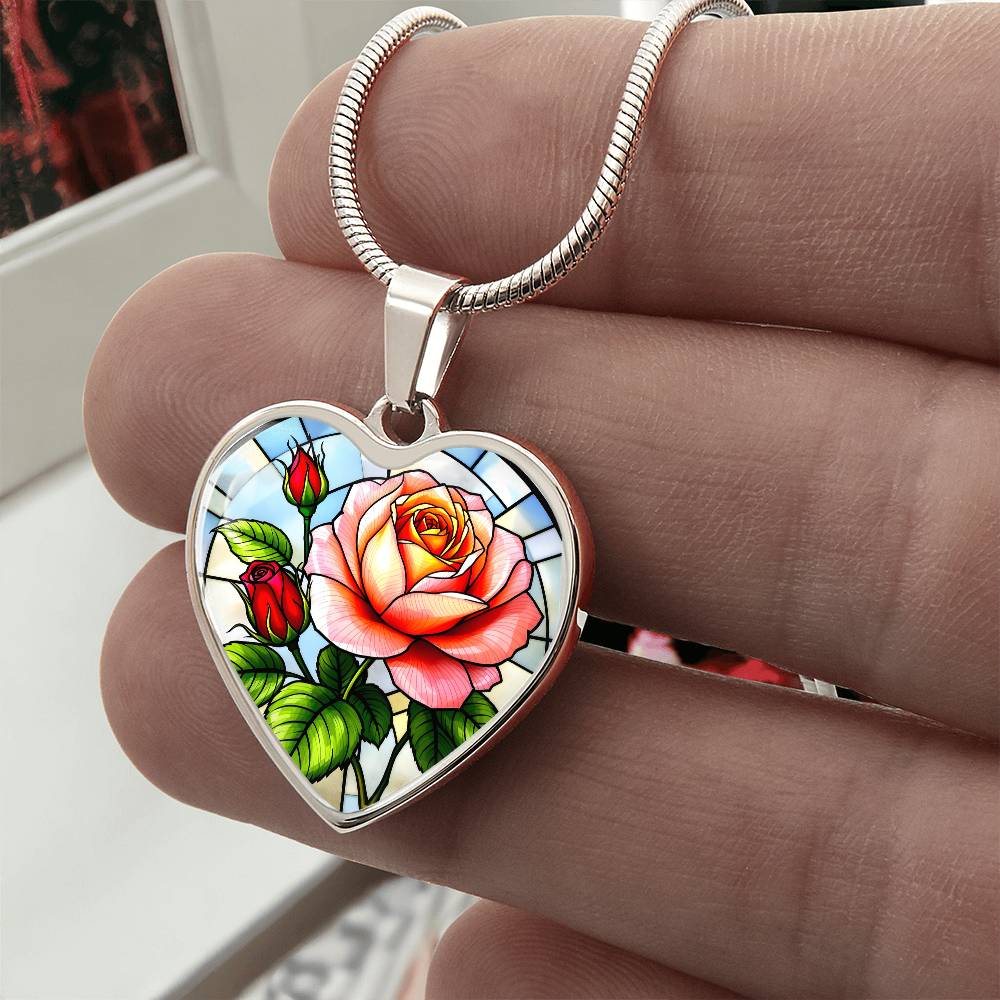 Rose Floral Necklace with Engraving