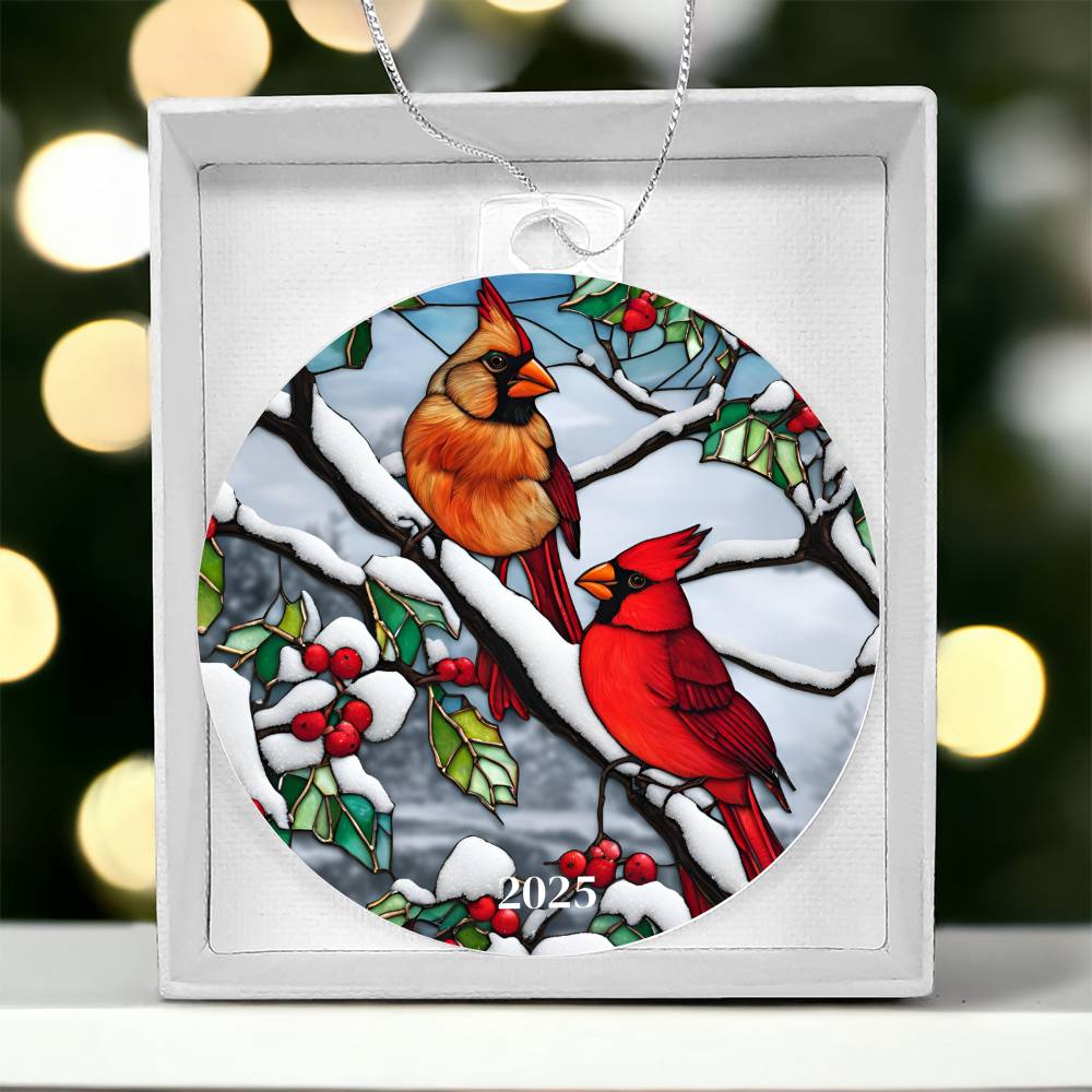 Cardinal Stained Glass Ornament