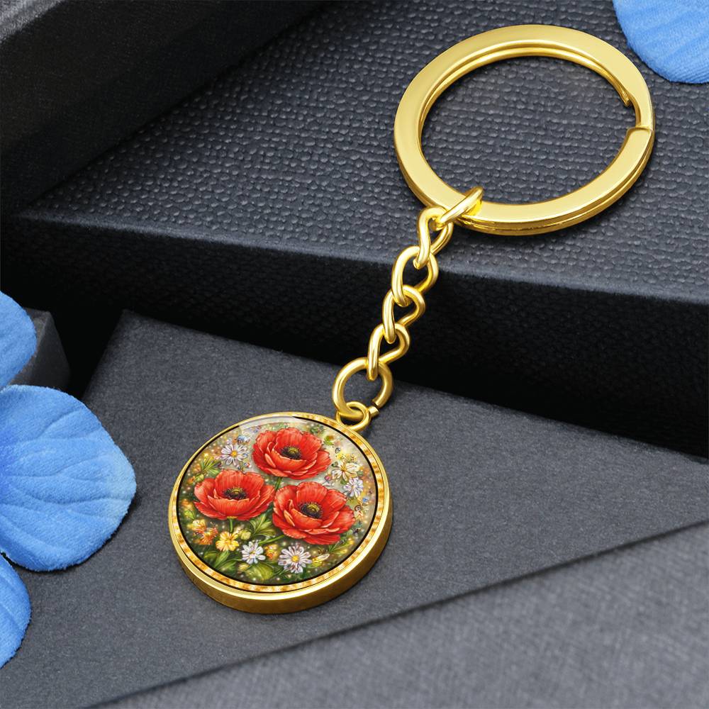 Red Poppy Flowers Personalized Engraved Necklace Bracelet or Keychain