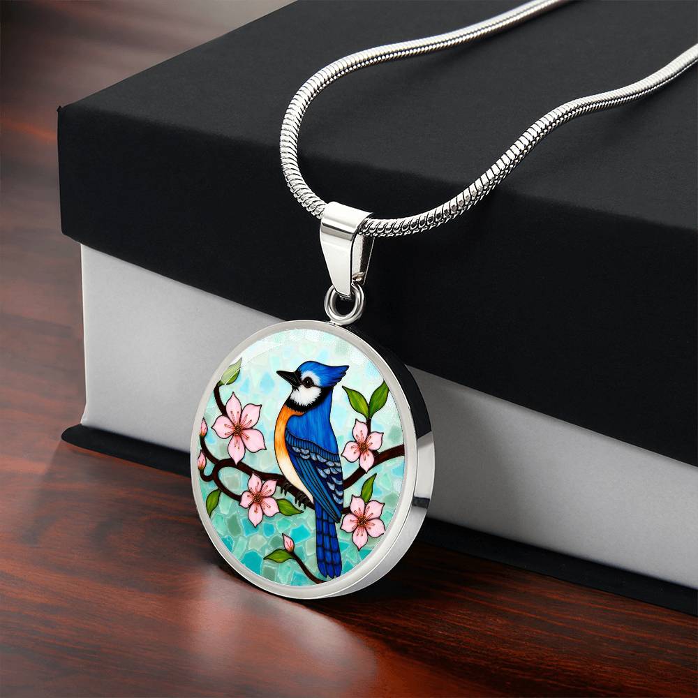 Bluebird Floral Necklace with Engraving