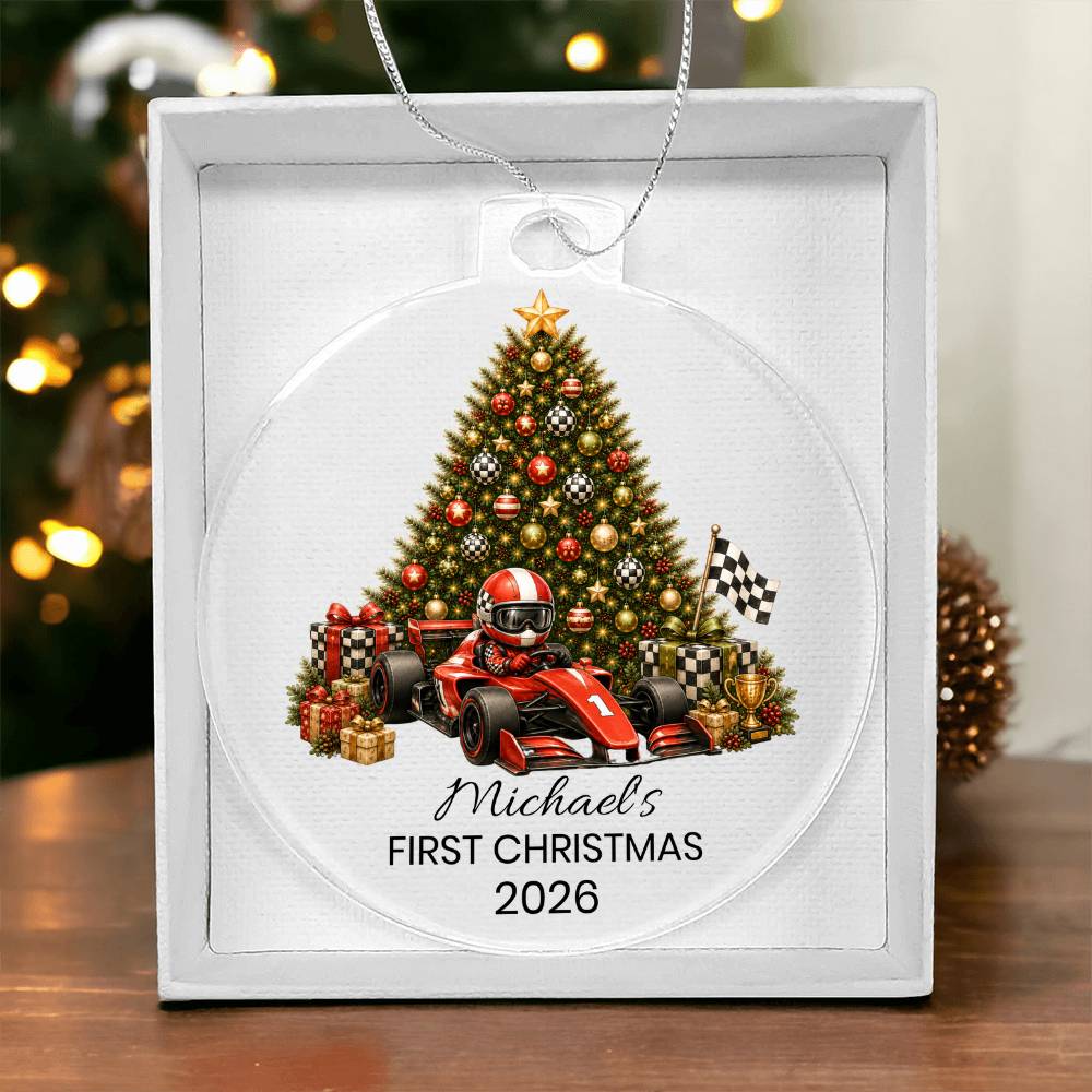 Race Car Driver Kids Christmas Ornament