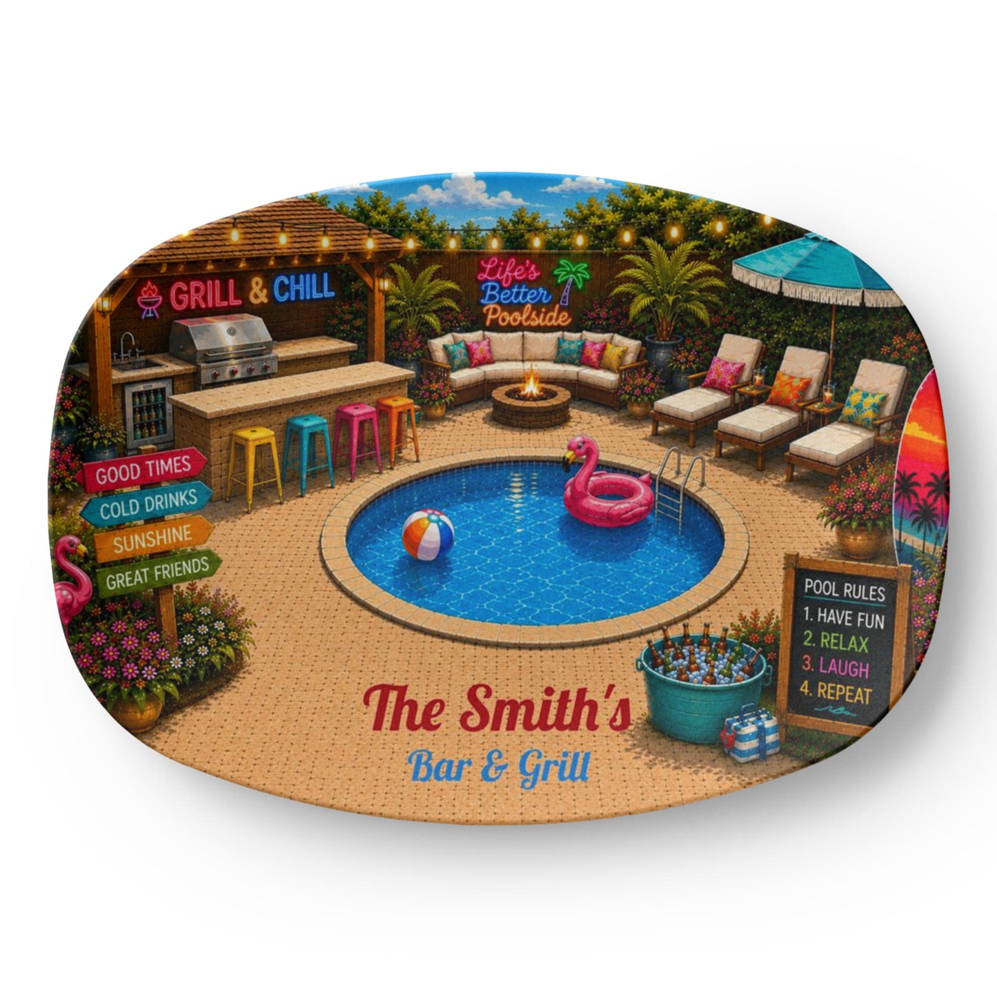 Personalized Backyard Pool & Patio Serving Tray