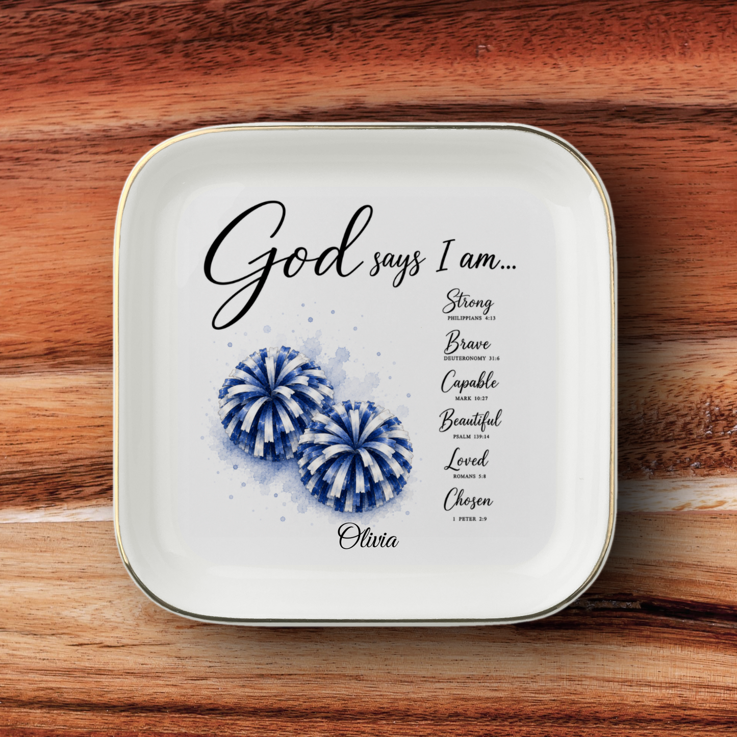 Christian Cheerleader Jewelry Dish Trinket Tray