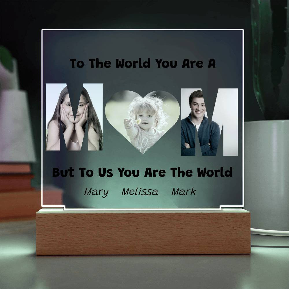 Mom Photo Acrylic Plaque with Kids Names-[Heartfelt Family Gift]