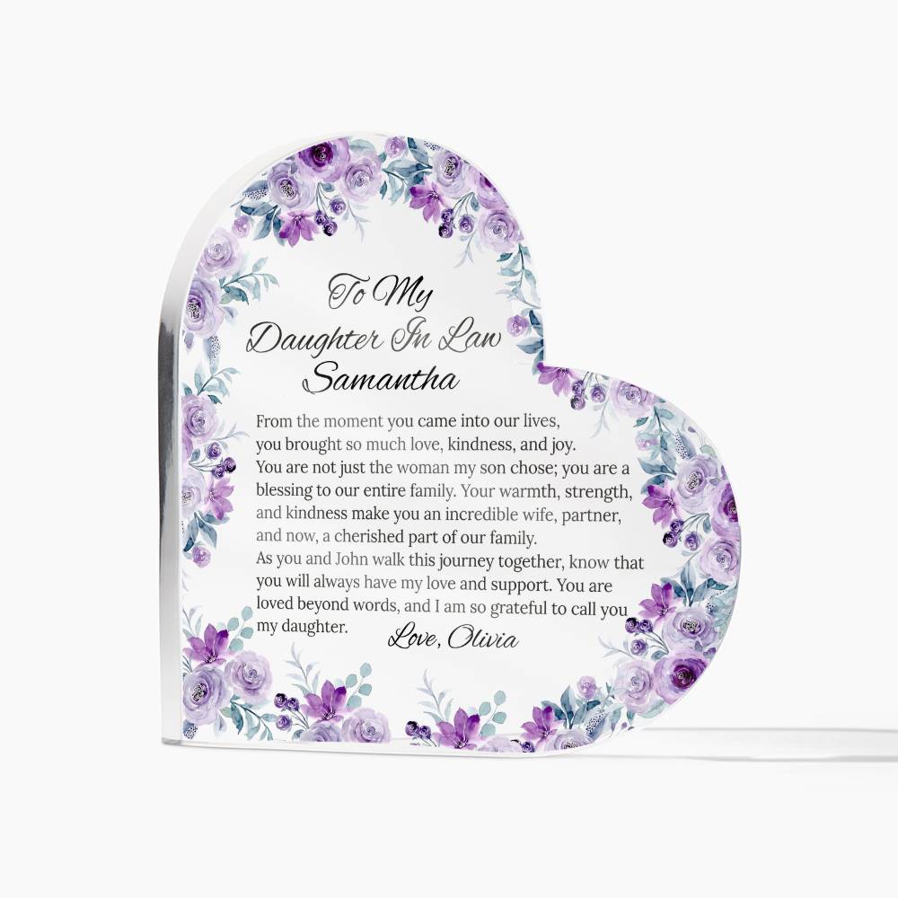 Personalized Heart Acrylic Plaque Gift for Daughter-In-Law