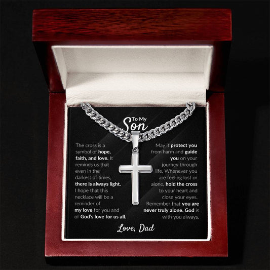 Son Engraved Cross Necklace Gift-[Heartfelt Family Gift]