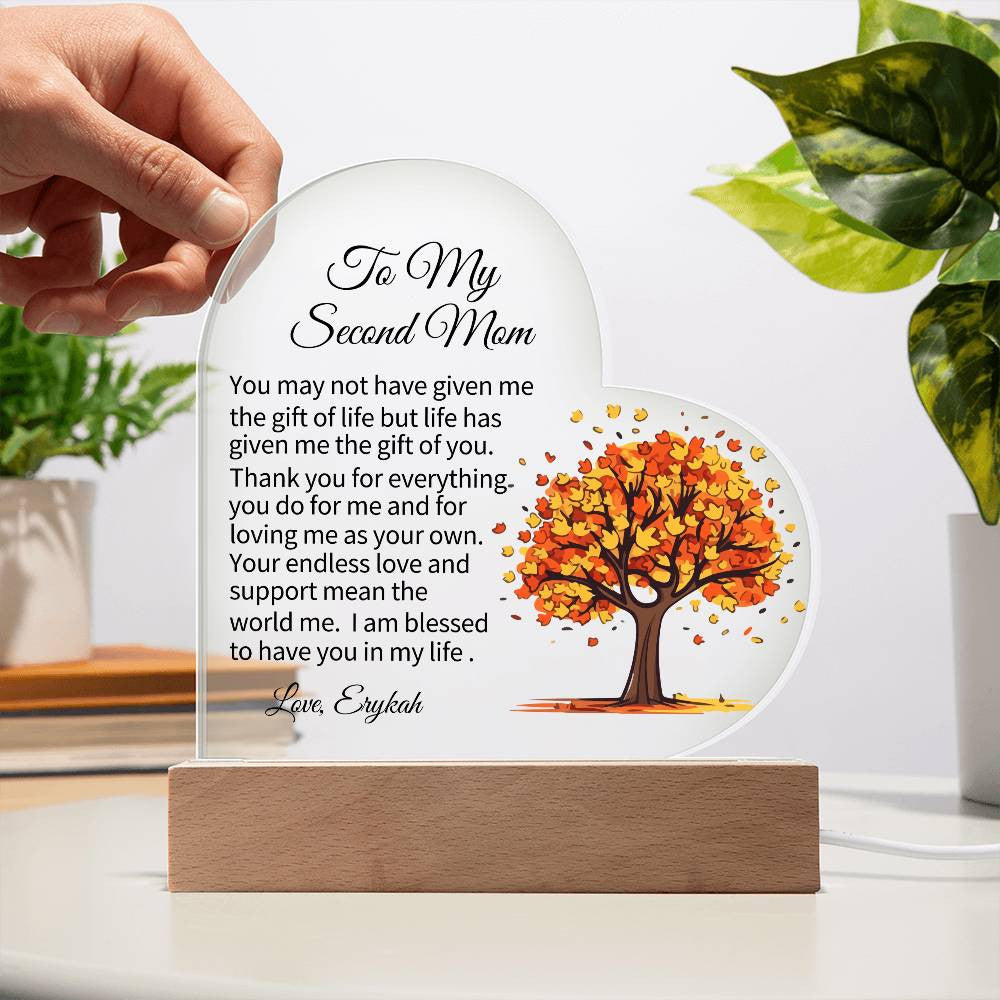 To My Second Mom Acrylic Heart Plaque-[Heartfelt Family Gift]