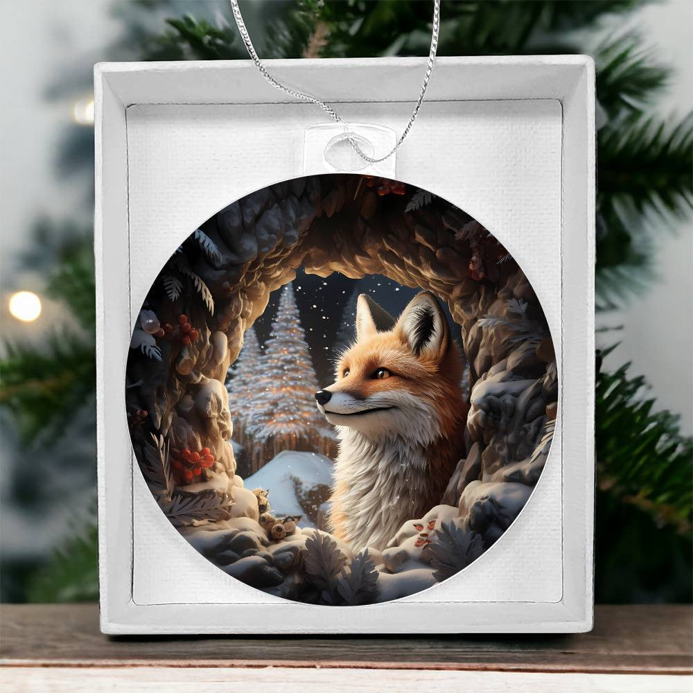 Red Fox Acrylic Christmas Ornament-[Heartfelt Family Gift]