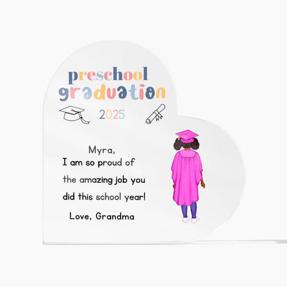 Personalized Preschool Graduation Heart Plaque Gift