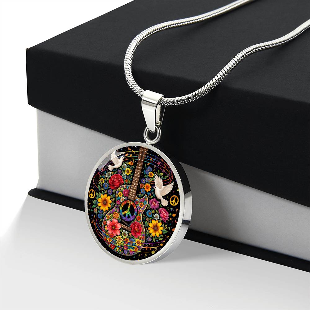 Peace Love Guitar Necklace with Engraving
