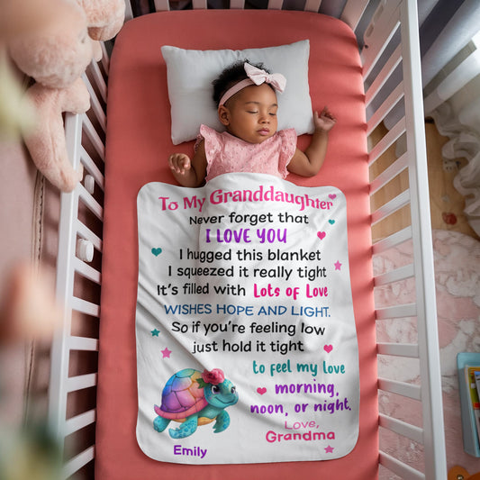 Personalized Granddaughter Blanket, Sea Animal Design, Sherpa Fleece Throw, Cozy Bedding, Decorative Nursery Blanket