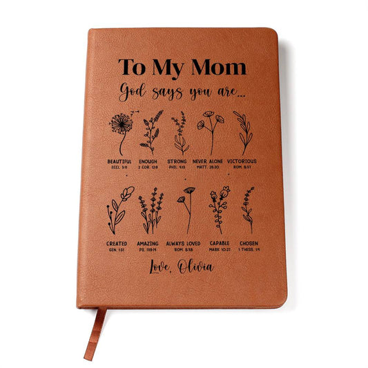 Personalized  God Says You Christian Journal for Mom