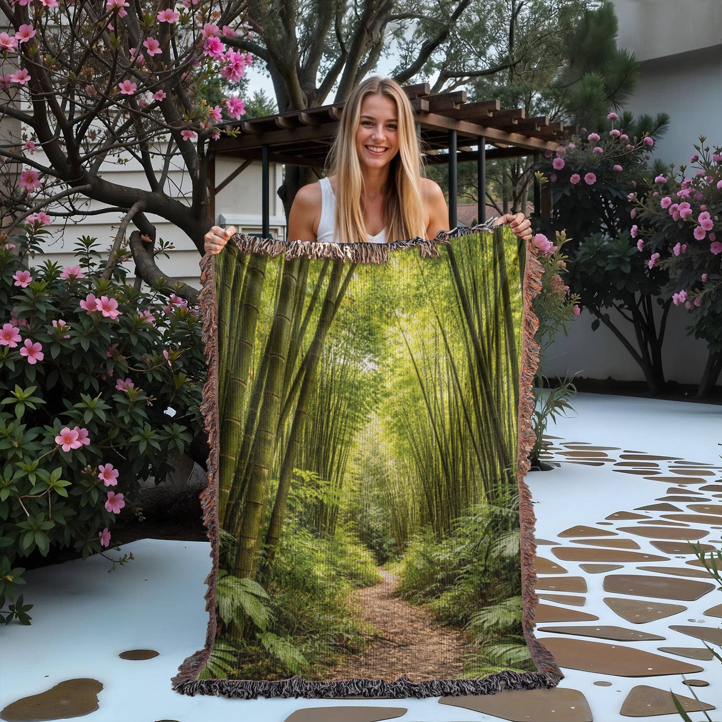 Puerto Rico Culture Inspired Sugar Cane Field Woven Blanket