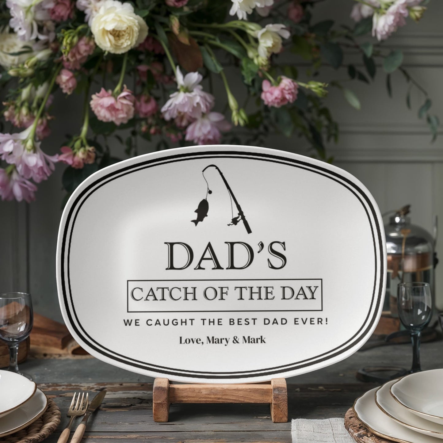Dad's Catch Fish Platter, Personalized Fish Serving Tray