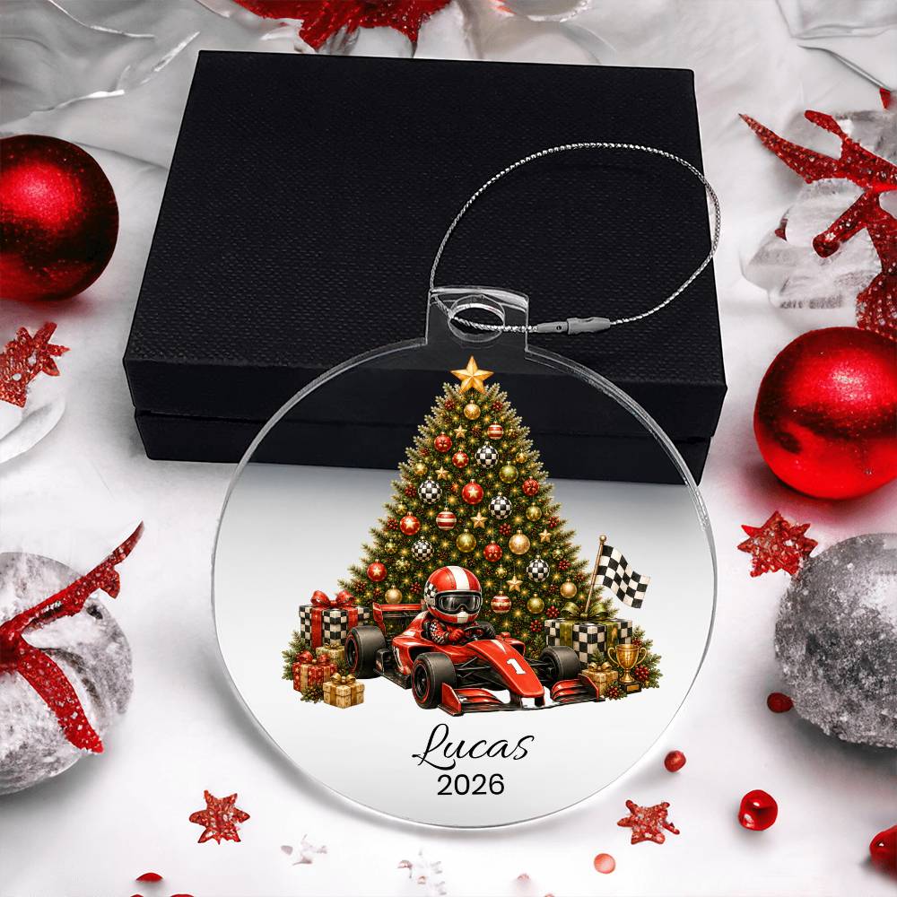 Race Car Driver Kids Christmas Ornament