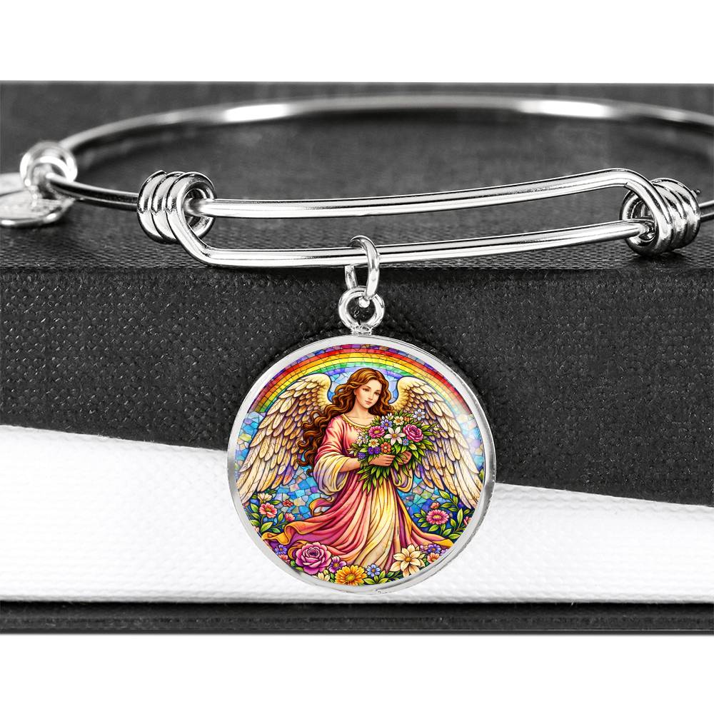 Floral Angel Personalized Engraved Necklace Bracelet or Keychain