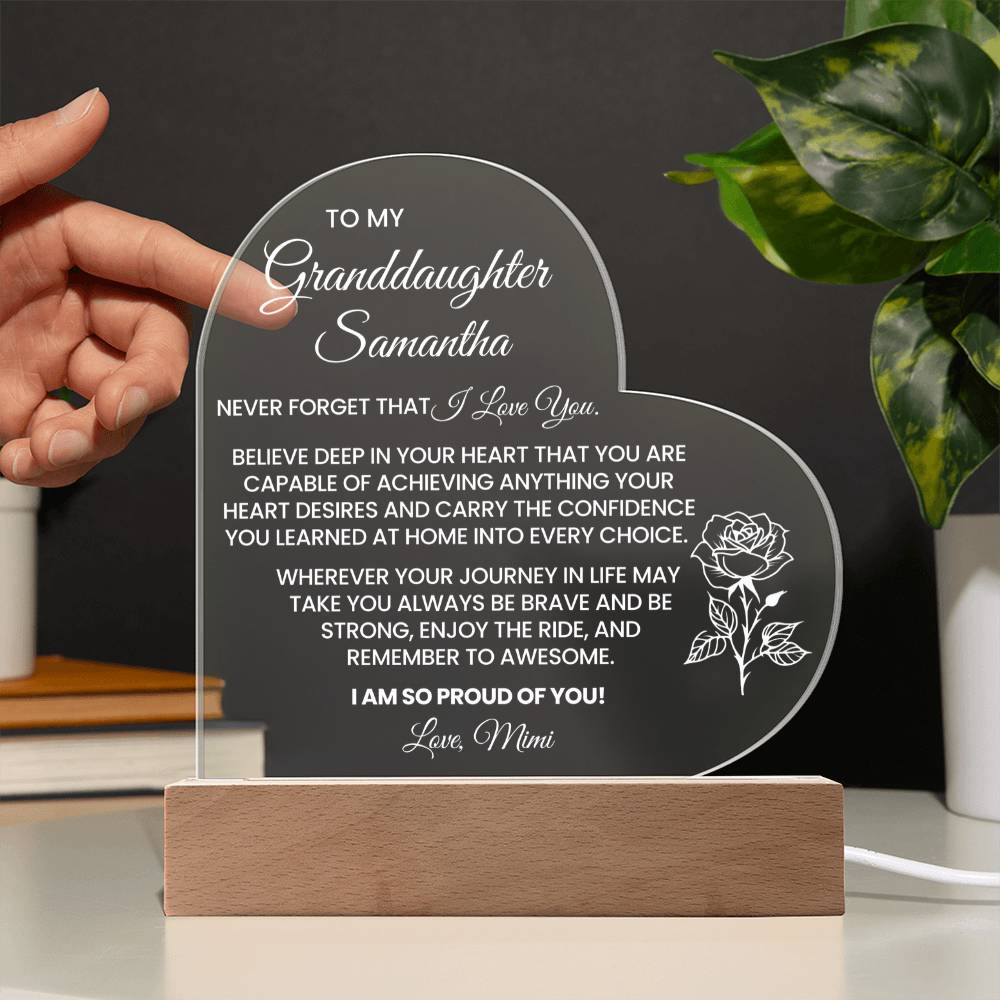 Personalized Granddaughter Plaque Gift with Name