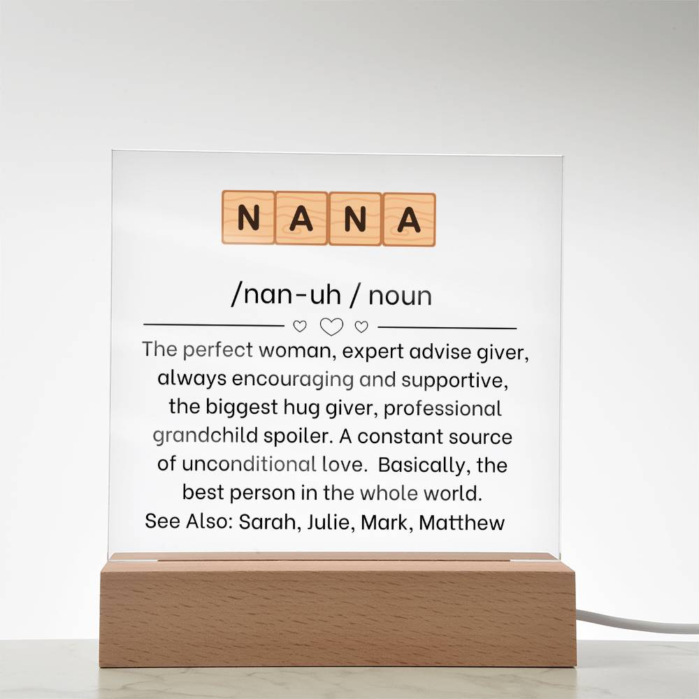 Custom Nana Acrylic Plaque Gift for Grandmother