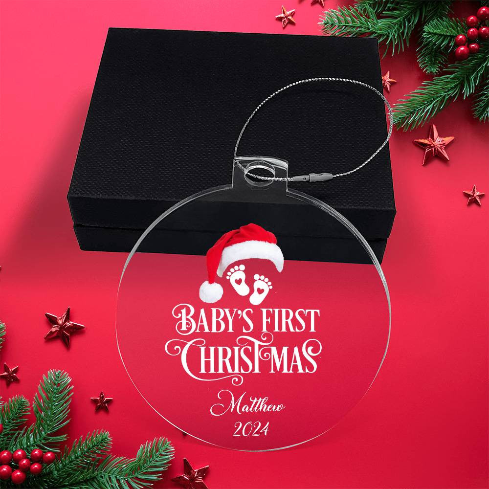 Baby 1st Christmas Santa Hat Acrylic Ornament-[Heartfelt Family Gift]