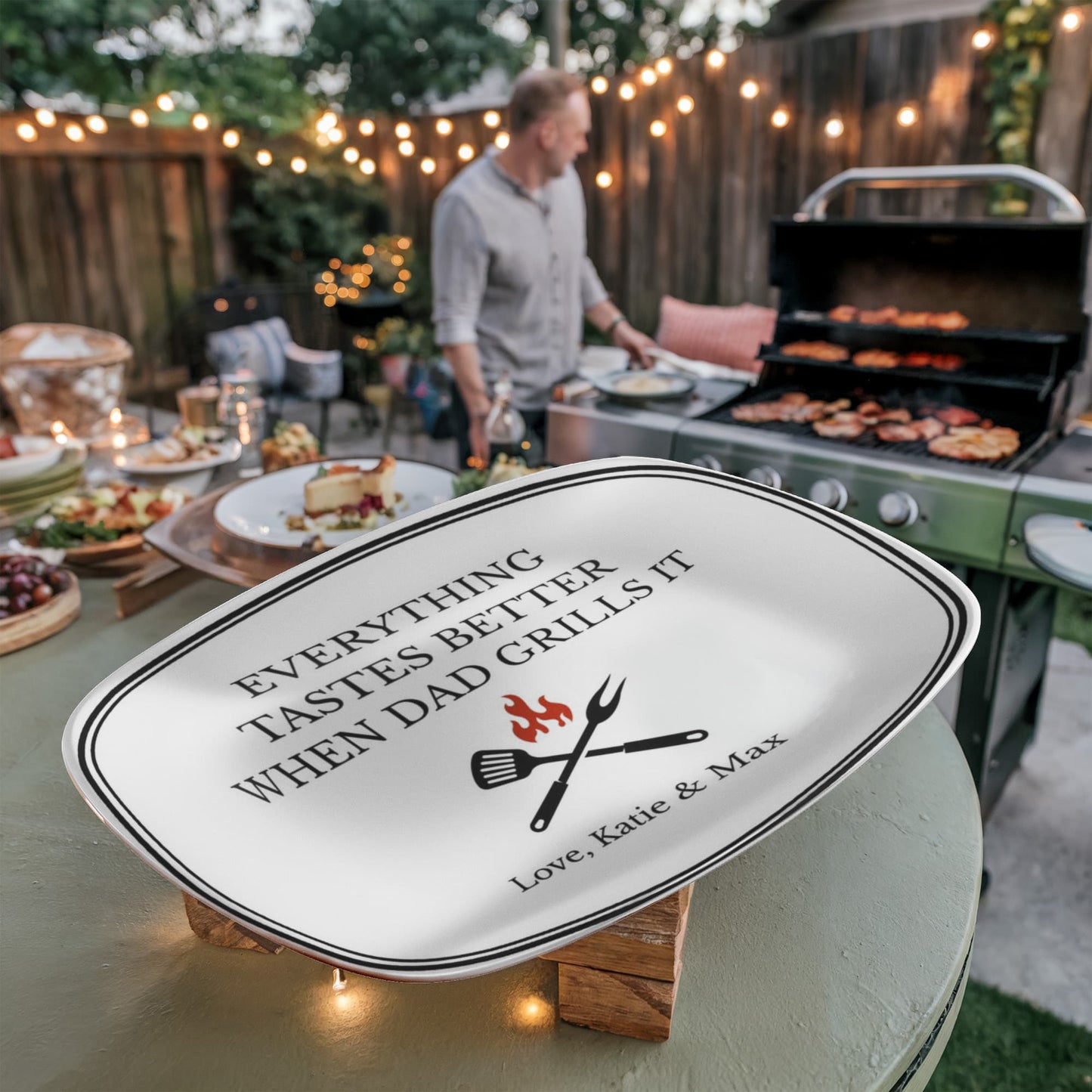 Personalized Dad's Grilling Plate, Custom BBQ Platter, Gift for Grill Master Dad, Father's Day Present, Birthday Gift