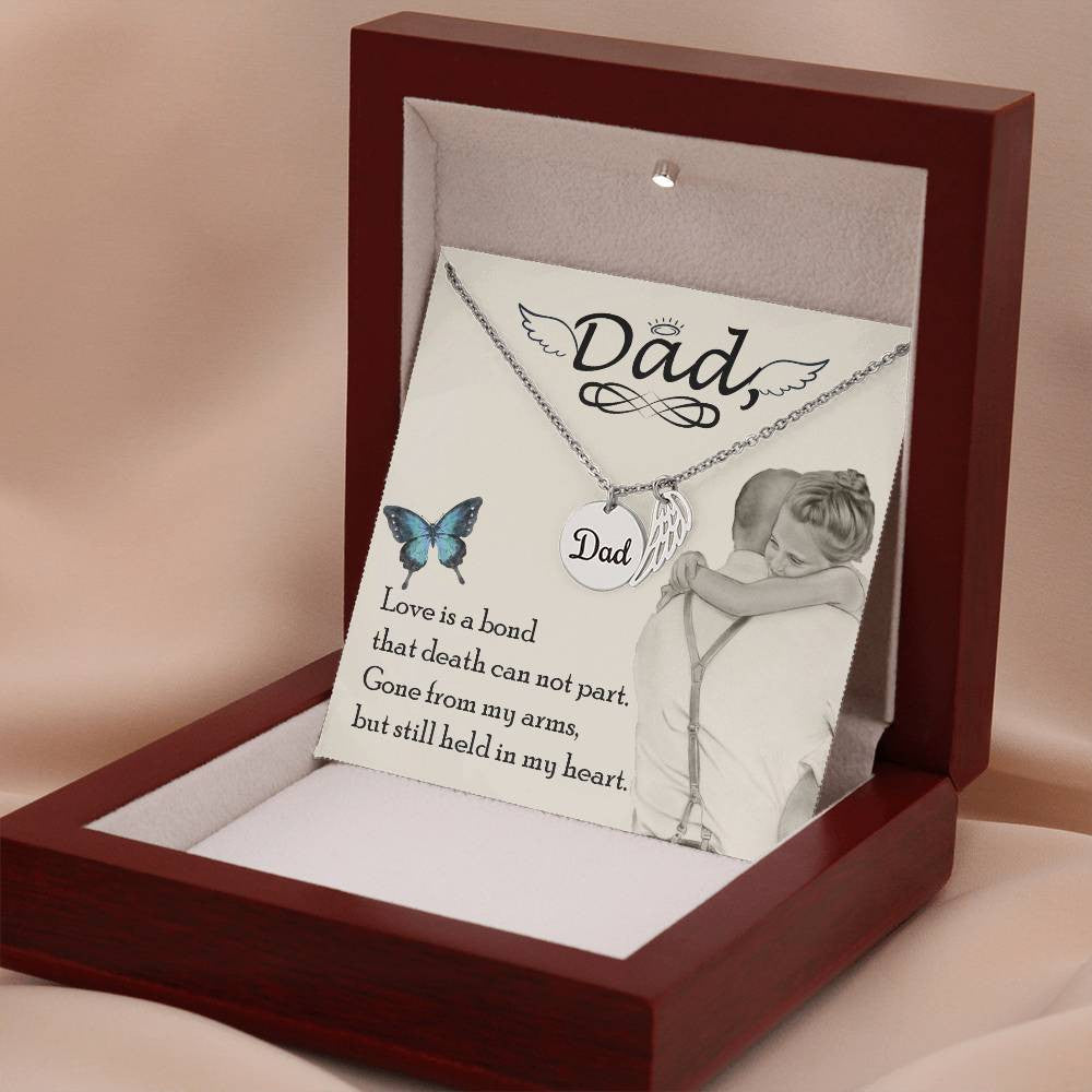 Dad Memorial Necklace Angel Wing Charm-[Heartfelt Family Gift]