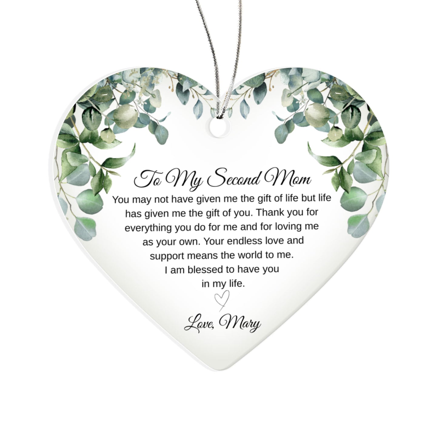 Second Mom Acrylic Heart Ornament