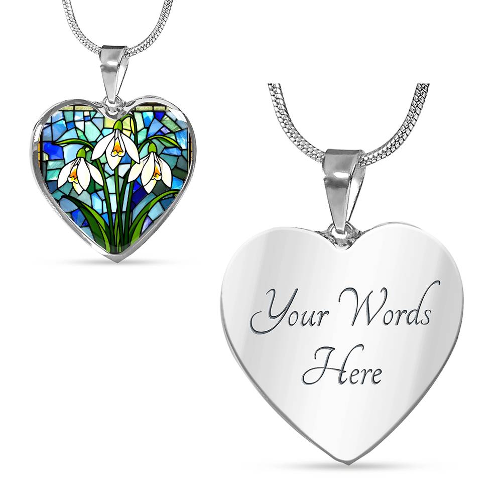 Lily of The Valley Floral Necklace with Engraving