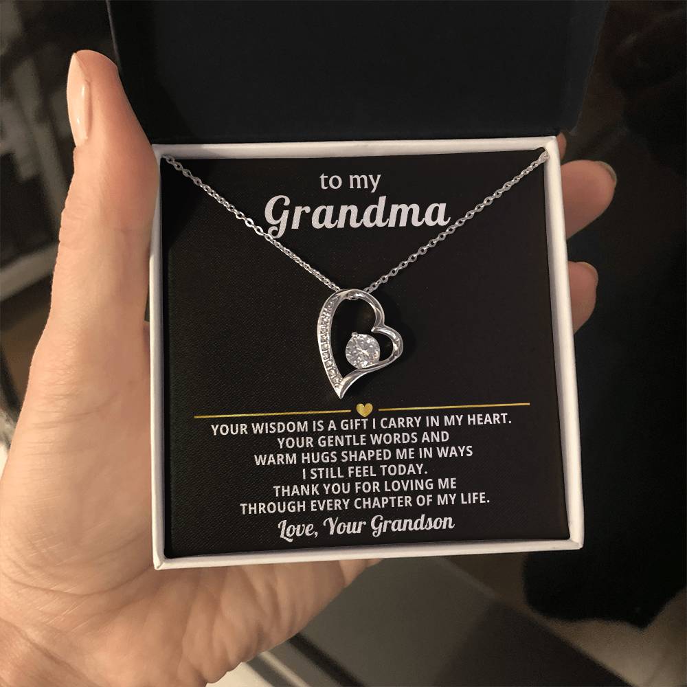 To My Grandma Necklace Gift from Granddaughter or Grandson